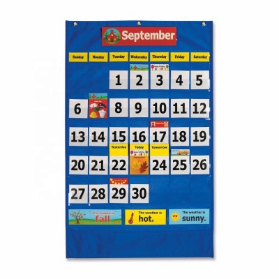 Blue Recyclable Blue Weather & calendar pocket chart